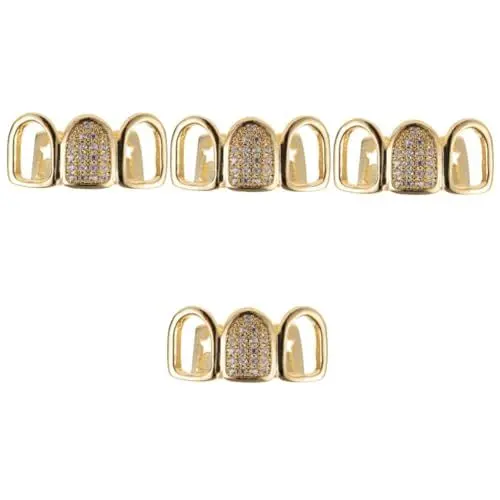 Produktbild: LIFKOME 4 Sets Elegante Zahnsteingrills Modischer Zahnschmuck Mit Vergoldung Bequeme Passform Für Männer Und Frauen