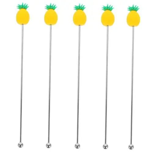 Produktbild: LIFKOME 5st -stick Cocktailspieße Ananas- -rührer Eisgetränk Umrühren Stabrührstäbchen Cocktailrührer Metall Rührlöffel Für Getränke Mischrührer Kaffee Rostfreier Stahl Obst