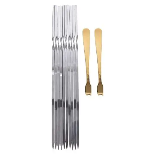 Produktbild: LIFKOME 60 Stück Stick Kebob Gemüsespieß Wiederverwendbar Küchenstahl Rostfreie Werkzeuge Nadelstäbchen Silbergabel Braten Schaschlik Garnelenspieße BBQ Kabob Grillen Ausziehbar Langer