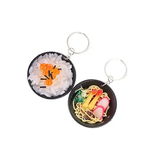 Produktbild: LIFKOME 6 STK Schlüsselanhänger bescherung Weihnachten weinachts Mini Scale fogelschreker Spielzeug für Kinder Jajangmyeon-Nudeln PVC-Simulations-Nahrungsmittelschlüsselring