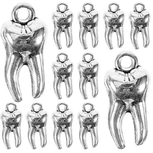 Produktbild: 50stücke Zahn Anhänger Charms Für Schmuckherstellung Künstliche Zähne Schmuck Zubehör Für Halsketten Armbänder Ohrringe Und Diy Projekte Leicht Und Haltbar Mit Aufhängeloch
