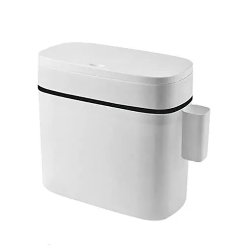 Produktbild: LIFKOME Badezimmer-Mülleimer, 14 l Badezimmer-Mülleimer mit Deckel, schlanker schmaler Schlafzimmer-Mülleimer, Abfalleimer Press-Typ-Deckel, Müllbehälter für Küche, WC, Wohnzimmer, Büro