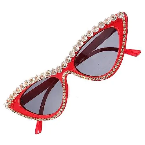 Produktbild: LIFKOME Trendy Damen Sonnenbrille Cat Eyes Sonnenbrille Strass Mode Dekorative Sonnenbrille Für Frauen