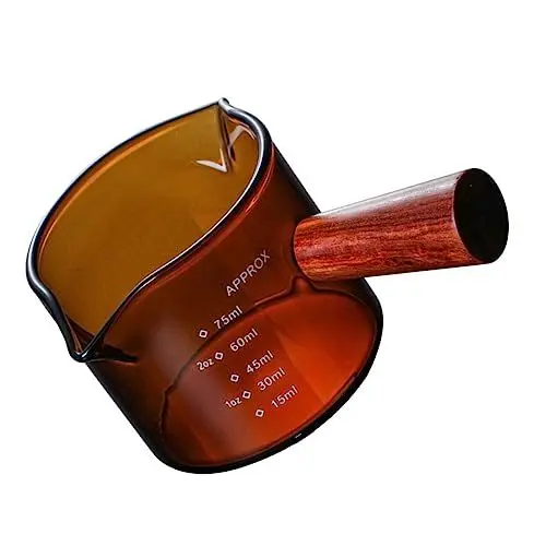 Produktbild: LIFKOME Doppelmund-milchbecher Schnapsglas Messen Likörgläser Milchschaumkrug Tuch Glastopf Türkische Kaffeekanne Flüssige Butter Großer Suppentopf Tasse Pitch Ufo Handhaben Holz