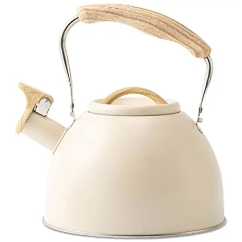 Produktbild: LIFKOME Edelstahl Pfeifen Teekessel Pfeifen Herd Teekessel Herd Induktion Edelstahl Schnell Wasserkocher für Die Küche Beige