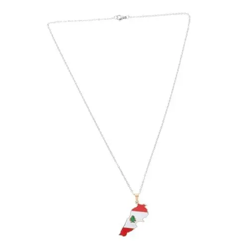 Produktbild: LIFKOME Edelstahl-halskette Mit Libanon-karte Für Damen Und Herren, Libanon-flaggen-anhänger-kette, Länderflaggen-schmuck, Halskette, Libanon-karten-anhänger-schmuck