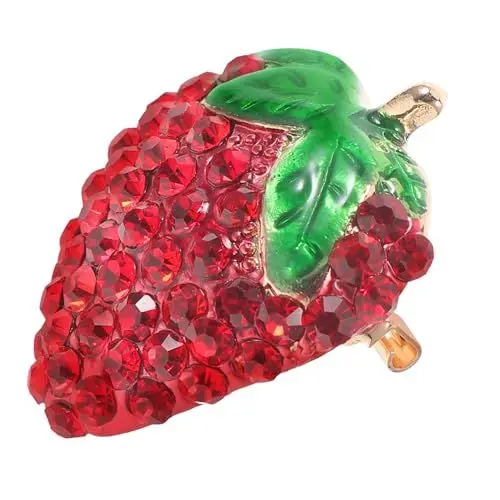 Produktbild: LIFKOME Erdbeerbrosche Mit Strasssteinen Modeschmuck Brosche Für Frauen Metallbrosche Erdbeeren Anstecknadel Damenbekleidungsdekor