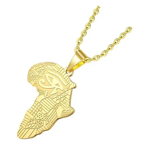 Produktbild: LIFKOME Halskette mit afrikanischer Karte Männer Afrika Halskette Herren Accessoires Schmuck pendant necklace männer schmuck Herrenhalskette Afrikanische Karte Halskette Stahl