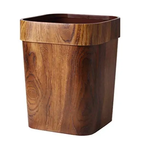 Produktbild: LIFKOME Imitierter Holz-Mülleimer, rustikaler Mülleimer, Mülleimer für Badezimmer, Schlafzimmer, Küche, Heimbüro (L Größe 14L)