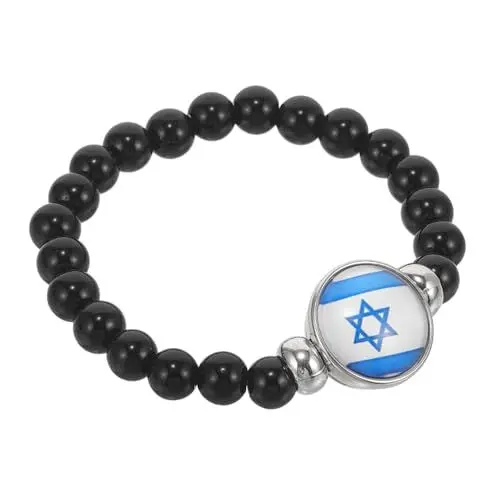 Produktbild: LIFKOME Israelisches Armband Israel-accessoire Armband Mit Israelischer Flagge Für Jungen Armbänder Mit Israelischer Flagge Armband Mit Israelischer Flagge Für Mädchen Glas Black