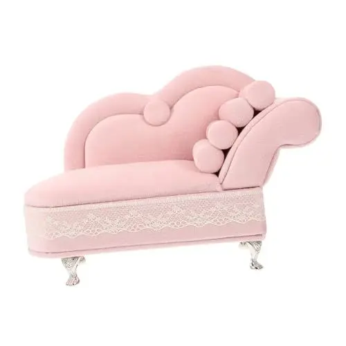 Produktbild: LIFKOME Mini-Möbel Reise-Schmuckkästchen für Frauen Mini-Puppen Sofa-Schmuckkästchen Retro-Couch storage boxes aufbwahrungs-box toy Puppenmöbelmodell Miniatur-Puppensofa Stoff Sky-blue
