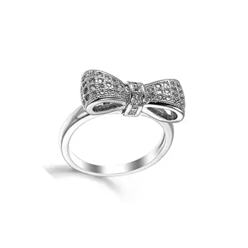 Produktbild: LIFKOME Zirkonring Für Damen Aus Weißem Im Bogen Design Modischer Schmuck Für Frauen Und ädchen US Größe 9 Kreativer Modeschmuck Ring