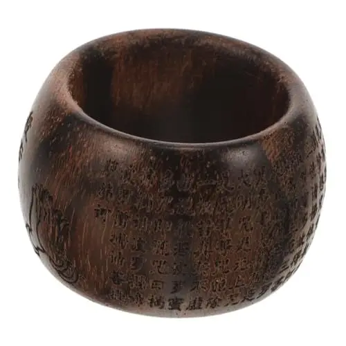 Produktbild: LIFKOME Prajna Herz Sutra Fingerzug Herrenringe Ringschmuck Fingerdekoration Fingerring Fingerornament Holzring Mädchenringe Einfache Ringe Kunsthandwerk Ring Ringe Für Frauen Aus Holz