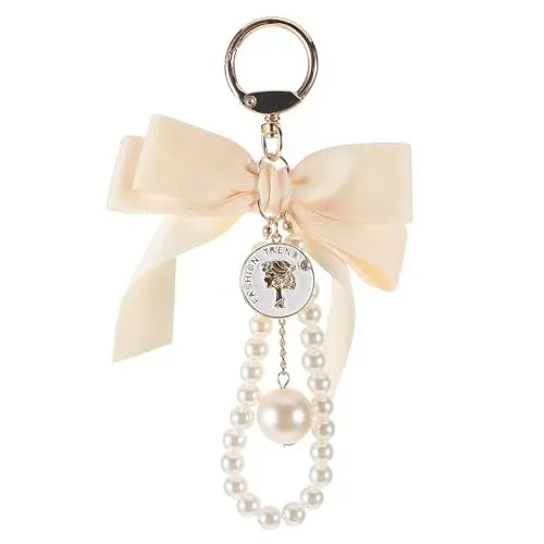 Produktbild: LIFKOME Quasten-Schleifen-Schlüsselanhänger Perlen-Auto-Schlüsselanhänger Süßer Charm-Anhänger Modischer Taschenanhänger Damen-Geldbörsen-Anhänger Charms Für Schlüssel Geldbörse