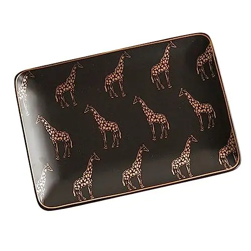 Produktbild: LIFKOME Schmuckteller Aus Keramik Porzellan Schmuckschale Tablett Dekorativer Organizer Mit Schwarzer Giraffe