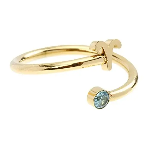 Produktbild: LIFKOME Tierkreisring Ehering Finger Mann Paargeschenk Geburtssteinringe für Frauen retro edelstahlringe merksam Zarter Schmuck Paare Zirkonring Frauen Golden