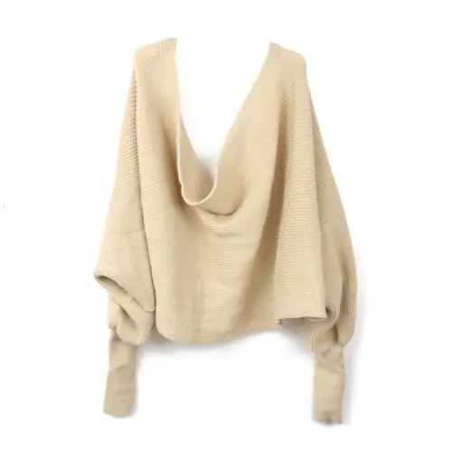 Produktbild: LIFKOME Weicher Strick-cape-schal Mit Ärmeln Beige Dehnbarer Schal Für Damen Und Herren