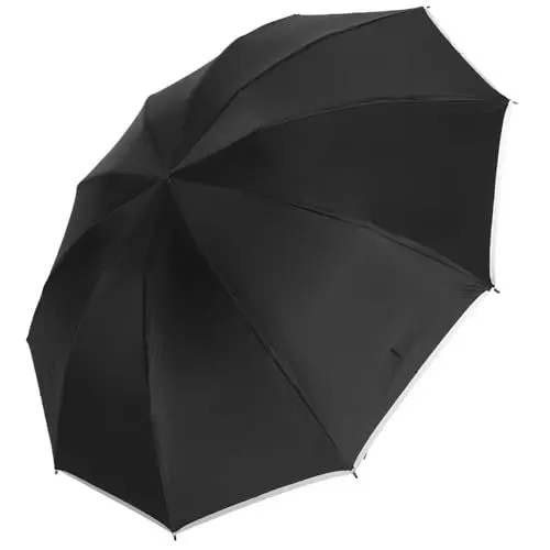 Produktbild: LIFKOME Vollautomatischer Regenschirm Zusammenklappbarer Regenschirm Leicht Faltbarer Regenschirm Reise Reflektierender Regenschirm Golfschirm Mini-reiseschirm Black Eisen
