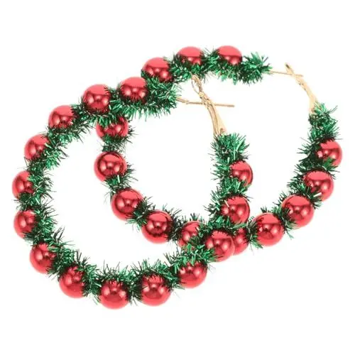 Produktbild: LIFKOME Weihnachtsohrringe Großer Creolen-Ohrring Weihnachtsbaum Glockenanhänger Weihnachtskugel-Anhänger Baumelnder Ohrring Für Frauen Urlaub Weihnachten Partygeschenke