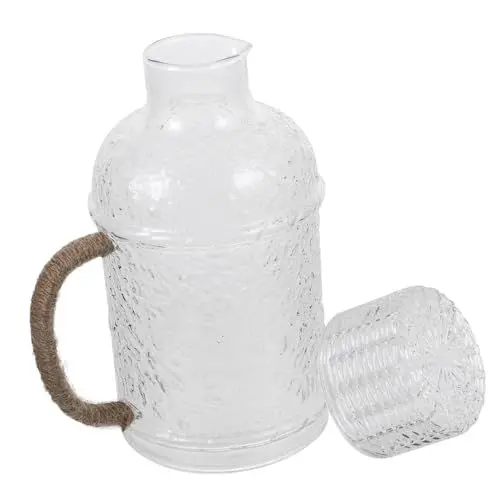 Produktbild: LIFKOME Großer Glaskrug mit Ausgießer Getränkekrug Deckel Kühlschrank-wasserkrug Zur Lagerung Von Kaltem und Heißem Wasser