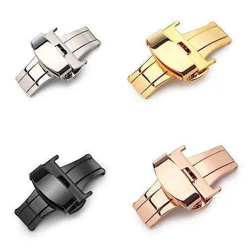 Produktbild: LIFKOME Elegantes 20 Mm Nicht Automatisches Lederarmband Mit Schnalle Und Doppelknopfverschluss Für Herrenuhren Aus Edelstahl