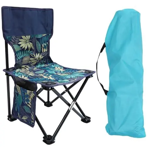 Produktbild: LIFKOME Outdoor-klappstuhl Campingstuhl Klappbarer Angelhocker Mit Rückenlehne Robust Aus Oxford-Stoff Und Stahl Leicht Zu Tragen Faltbar Für Reisen