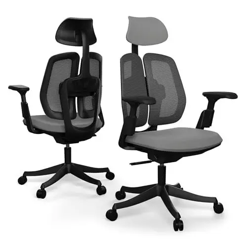 Produktbild: Liftor Active Ergonomischer Bürosessel: Verstellbarer Bürostuhl - Lendenstütze, dynamisches Sitzen, 3D Armlehnen, Ergonomischer Schreibtischstuhl für bis zu 185cm und 150 kg(Mesh + Textil Sitz, Grau)