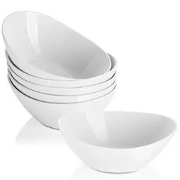 Produktbild: LIFVER Müslischale aus Porzellan, 475ml Keramikschale 6pcs Set, Dessertschalen, Salatschüssel Set, Suppenteller Keramik, Verwendet für Salat, Brot, Dessert, Obst - Weiß