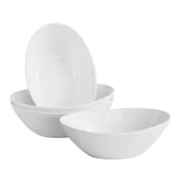 Produktbild: LIFVER Salatschüssel Set Porzellan 1060ml, Müslischale Groß, Suppenschale Keramik, Servierschale für Salat, Beilagen, Suppe, Dessert, 4er Set, Weiß