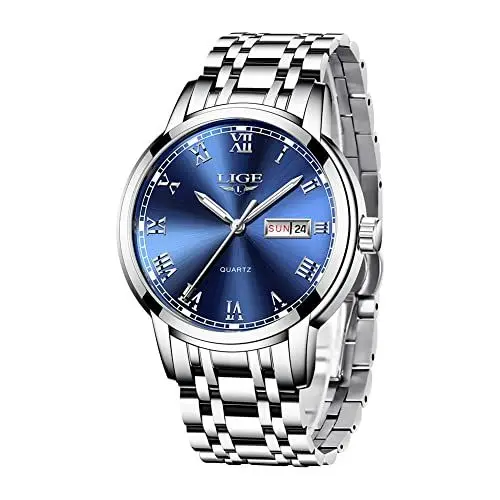 Produktbild: LIGE Herren Analog Quarz Uhr mit Edelstahl Armband LG9846I-DF-1