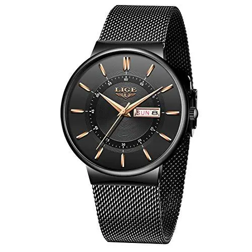 Produktbild: LIGE Herren Uhren Wasserdicht Männer Armbanduhr Mode Elegant Geschäft Alle blau Analoge Quarz Herrenuhr für Mann mit Edelstahl Masche Kalendar Simple Freizeit Armbanduhren Uhr Herren Kleid, LG-9949