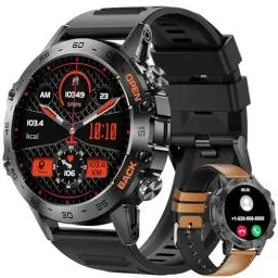 Produktbild: LIGE Militär Smartwatch Herren (Anruf Texte Erinnerung),1,39 Zoll Robuste Outdoor Schwarz Braun Smartwatch mit Herzfrequenz Schlafüberwachung,100+ Sportmodi Fitnessuhr Smart Watch für Android iOS