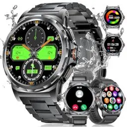 Produktbild: LIGE Militär Smartwatch Herren mit Telefonfunktion, 3 Armbänders, 1,43''AMOLED-Smartwatch mit Herzfrequenz, SpO2, Schlafmonitor, 5ATM Wasserdicht/120+ Sportmodi Outdoor Sportuhr für Android iOS