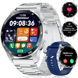 Produktbild: LIGE Smart Watch Herren mit Telefonfunktion,1.43'' AMOLED Voll Touchscreen Armbanduhr Herren mit 120 Sportmodi Aktivitätstracker,Herzfrequenz/SpO2/Schlafmonitor 400mah-Akku IP68 Wasserdicht Silber