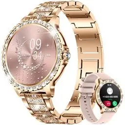 Produktbild: LIGE Smartwatch Damen, mit Telefonfunktion 1.32' Zoll Voll Touchscreen Fitnessuhr mit SpO2 Herzfrequenz Schlafmonitor, IP67 Wasserdicht Schrittzähler Uhr für Android iOS, Gold