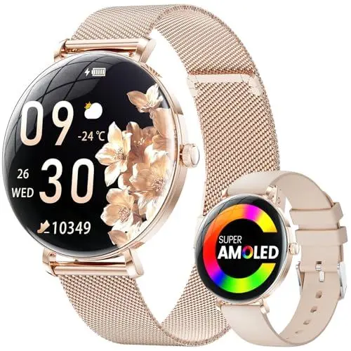 Produktbild: LIGE Smartwatch Damen mit Telefonfunktion, 1,43'' AMOLED Fitnessuhr für iOS Android mit Pulsuhr, Schlafmonitor, Menstruationszyklus, Schrittzähler, IP68/ 120+Sportmodi Smart Watch Armbanduhr
