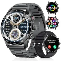 Produktbild: LIGE Smartwatch Herren, 1.43'' AMOLED Smartwatch mit Telefonfunktion und Sprachassistenz Herzfrequenz SpO2 124 Sportmodi Fitnessuhr Smart Watch für Android iOS