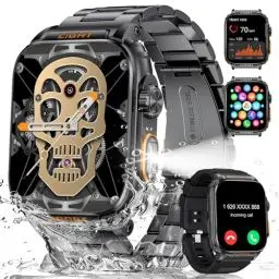 Produktbild: LIGE Smartwatch Herren Militärische mit LED-Taschenlampe,1.91'' HD Touchscreen,430mah Sportuhr,5ATM Wasserdicht,100+ Sportmodi Aktivitätstracker mit Herzfrequenz/SpO2/Schlafmonitor/Schrittzähler