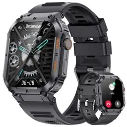 Produktbild: LIGE Smartwatch Herren Militärische mit Telefonfunktion,1.96'' HD Touchscreen,5ATM Wasserdicht100+ Sportmodi Aktivitätstracker mit Herzfrequenz/SpO2/Schlafmonitor/Schrittzähler,400mah Sportuhr