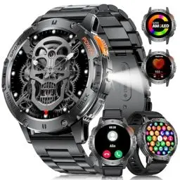 Produktbild: LIGE Smartwatch Herren h Herren mit LED-Taschenlampe,530mah/1.43 Zoll AMOLED Touchscreen Armbanduhr mit 120+ Sportmodi Aktivitätstracker,Herzfrequenz/Blutdruck/Schlafmonitor 5ATM Wasserdicht 3 bänder