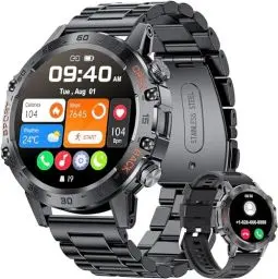 Produktbild: LIGE Smartwatch Herren mit Metallband, 1,39 Zoll Militär Smart Watch mit Herzfrequenz, Blutdruck, Schlafüberwachung für Android iOS, 100+ Sportmodi Fitnessuhr, IP67 Wasserdicht, Bluetooth Anrufe