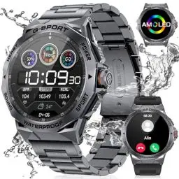 Produktbild: LIGE Smartwatch Herren mit Telefonfunktion,1.43'' Amoled HD Outdoor Sportuhr Smartwatch mit 120 Sportmodi,Pulsmesser/Schlafmonitor,5ATM Wasserdicht Schrittzähler,400mah Batterie für Android iOS