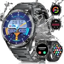 Produktbild: LIGE Smartwatch Herren mit Telefonfunktion(3 Bänder), 1,43 Zoll AMOLED Militär Smart Watch für Android iOS, IP68 Wasserdicht, Herzfrequenz SpO2 Schlafmonitor, 400mAh Akku 120+Sportmodi Fitnessuhr