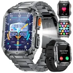 Produktbild: LIGE Smartwatch Herren mit Telefonfunktion(LED-Taschenlampe),1.91‘’ HD Touchscreen,410mah Armbanduhr mit 120+ Sportmodi Aktivitätstracker,Herzfrequenz/Schrittzähler/Schlafmonitor 5ATM Wasserdicht