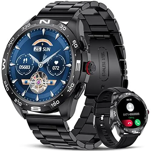 Produktbild: LIGE Smartwatch Herren mit Telefonfunktion, 1.32'' HD Touchscreen Smart Watch mit Herzfrequenz Schlafmonitor, 20 Sportmodi, IP67 Wasserdicht Schrittzähler Fitness Armbanduhr iOS Android