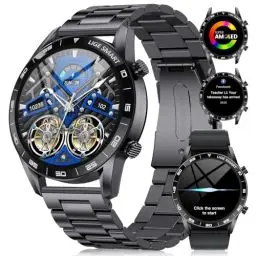 Produktbild: LIGE Smartwatch Herren mit Telefonfunktion, 1.43 Zoll AMOLED-Display Smart Watch mit Sprachassistent Herzfrequenz Schlafmonitor Schrittzähler Wasserdicht Fitness Tracker Armbanduhr für iOS Android