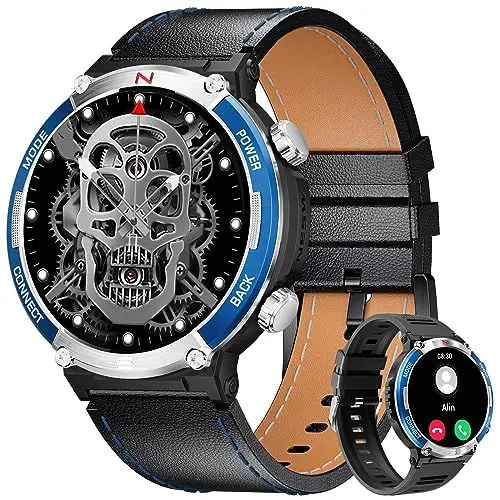 Produktbild: LIGE Smartwatch Herren mit Telefonfunktion Bluetooth 420mAh Akku mit großer Kapazität 5ATM Wasserdicht Großer Touchscreen Militär Uhren Herren Android iOS Kompatibel Robuste Fitness Tracker Schwarz