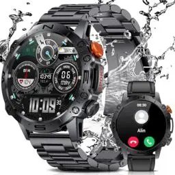 Produktbild: LIGE Smartwatch Herren mit Telefonfunktion für Android iOS 1.43'' Amoled HD Outdoor Sportuhr Smartwatch mit 110 Sportmodi,Pulsmesser/Schlafmonitor,IP68 Wasserdicht Schrittzähler,400mAh Batterie