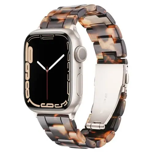 Produktbild: Light Kompatibel mit Apple Watch Armband 41mm 40mm 38mm, Leicht Einstellbar Mode Harz Wasserdicht für Apple Watch Series 8 Series 7 6 5 4 3 2 1 Apple Watch SE(Tortoise Shell for Sternenlicht)