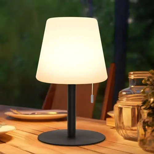 Produktbild: light to hope Kabellose Tischlampe LED Akku Nachttischlampe 2700K Warmweiß und RGB Dimmbar IP44 wasserdichte outdoor Tischleuchte für Wohnzimmer, Balkon, Restaurant, Hotel (Schwarz)